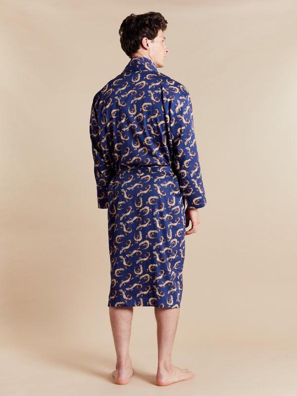Bown Of London Lightweight Men's Dressing Gown - Gekko Navy Size *