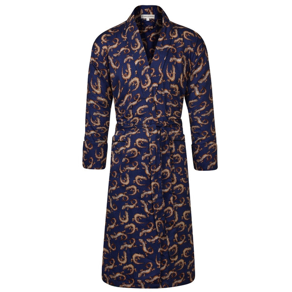 bown of london Lightweight Men's Dressing Gown - Gekko Navy Size *