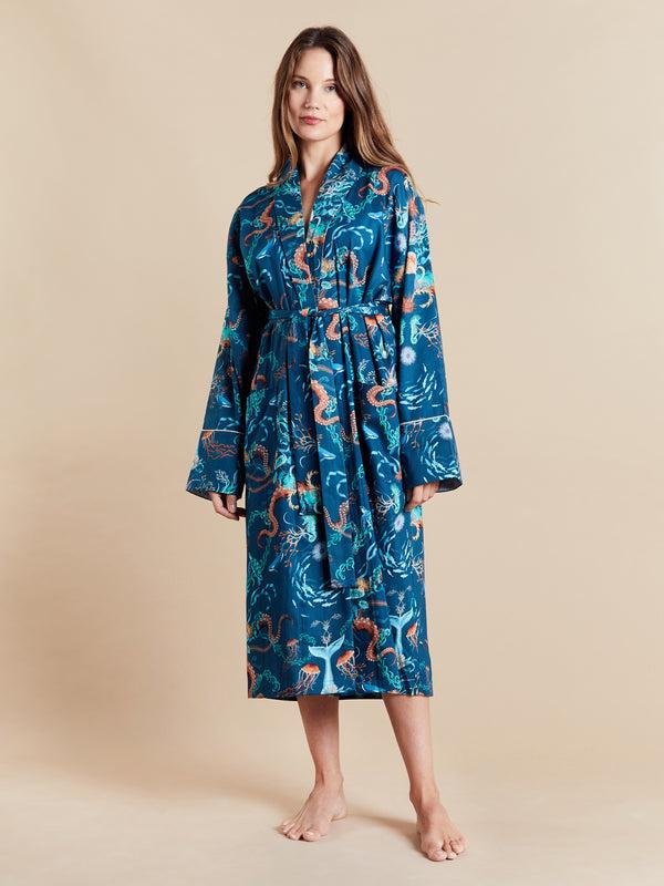 Bown Of London Lightweight Women's Dressing Gown - Ocean Treasure Size *