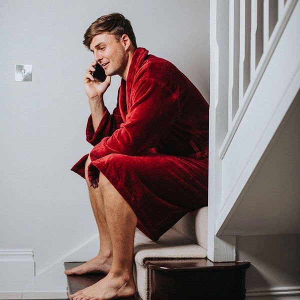 bown of london Men's Dressing Gown - Baron Burgundy Size *