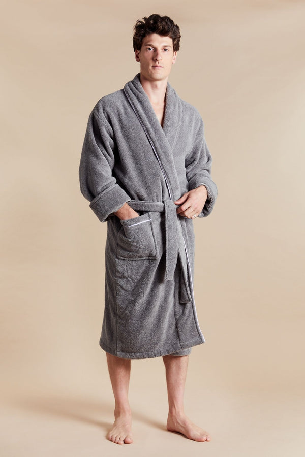 Bown Of London Men's Grey Towelling Dressing Gown - Europa Size *