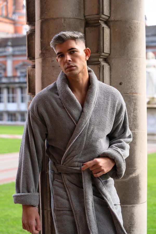 Bown Of London Men's Grey Towelling Dressing Gown - Europa Size *