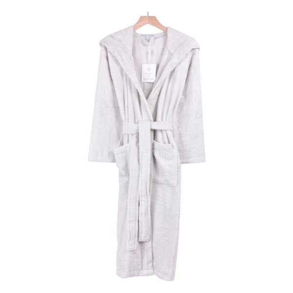 Bown Of London Men's Hooded Towelling Dressing Gown - Pale Grey Size *