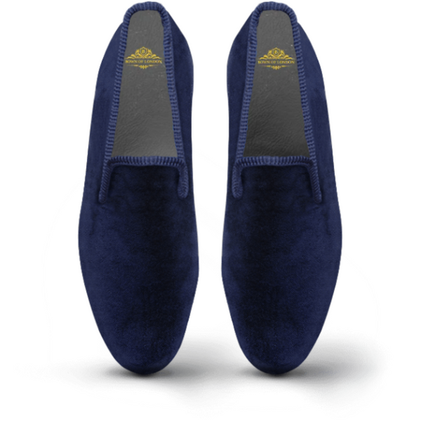 bown of london Men's Velvet Loafer/Slipper Plain Navy Blue UK Mens Shoe Size *