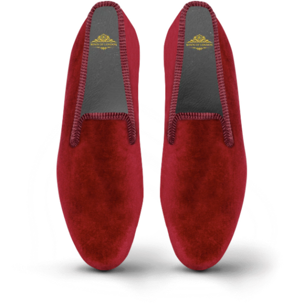 bown of london Men's Velvet Loafer/Slipper Shoe - Plain Maroon UK Mens Shoe Size *