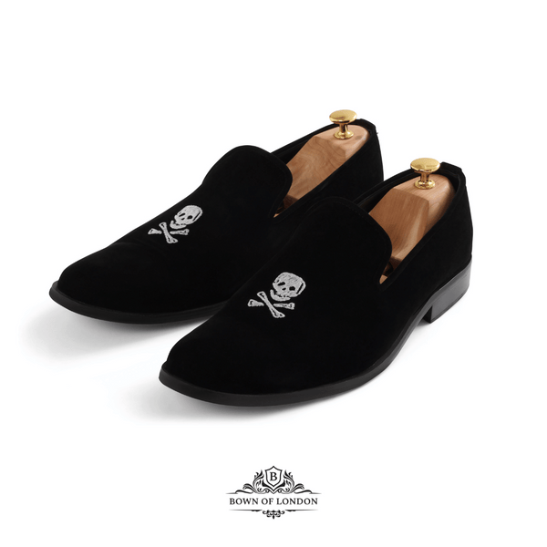 Bown Of London Men's Velvet Loafer/Slipper Shoe - Skull UK Mens Shoe Size *