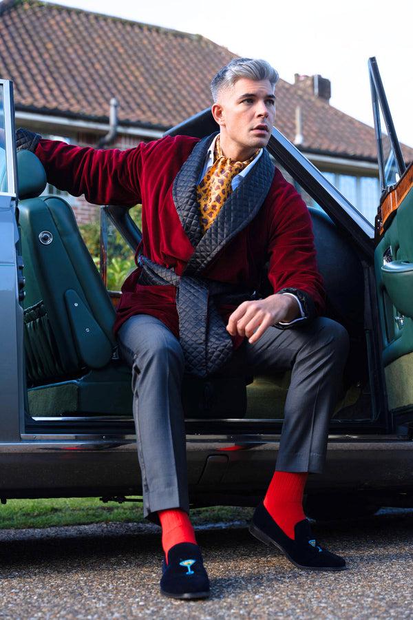 Bown Of London Mens Wool Mix Trouser With Black Satin Stripe Size *