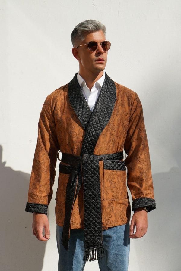 Bown Of London Midas Short Smoking Jacket In Gold Size *