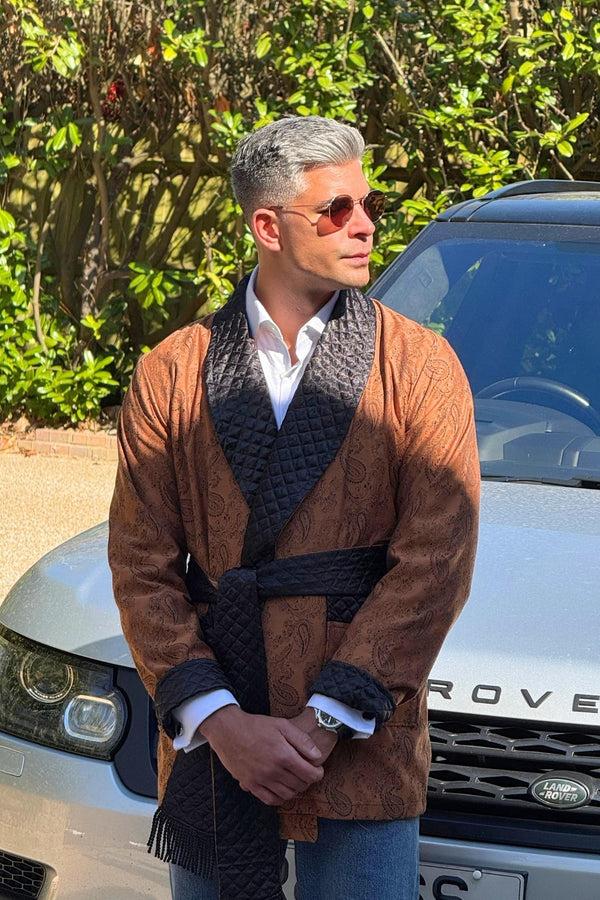 Bown Of London Midas Short Smoking Jacket In Gold Size *