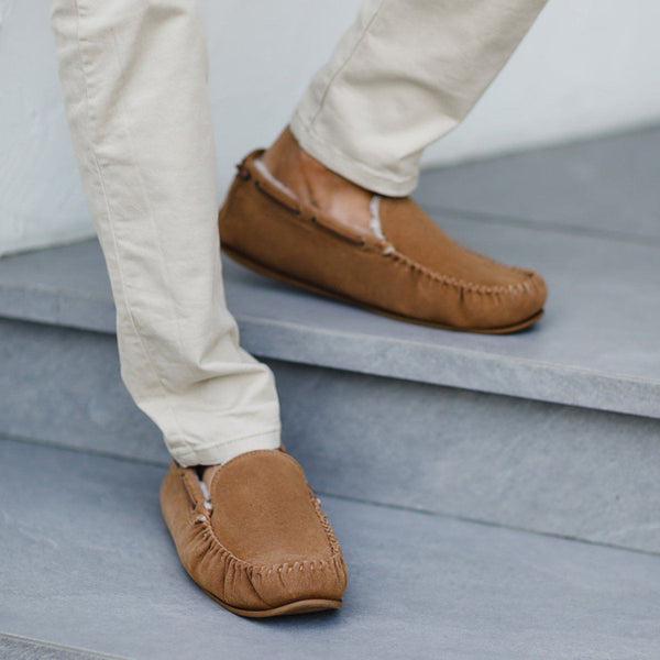 Bown Of London Owen Mens Fleece Lined Moccasin - Chestnut Size *