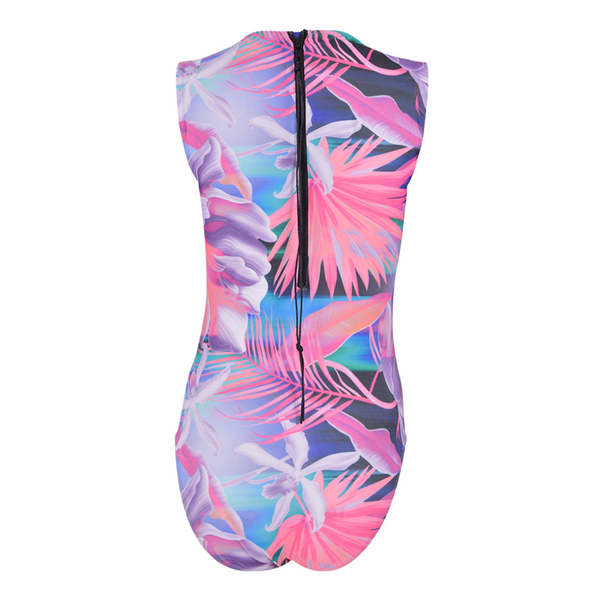 Bown Of London Pink Paradise Sleeveless Back Zip One-Piece Swimsuit Size *