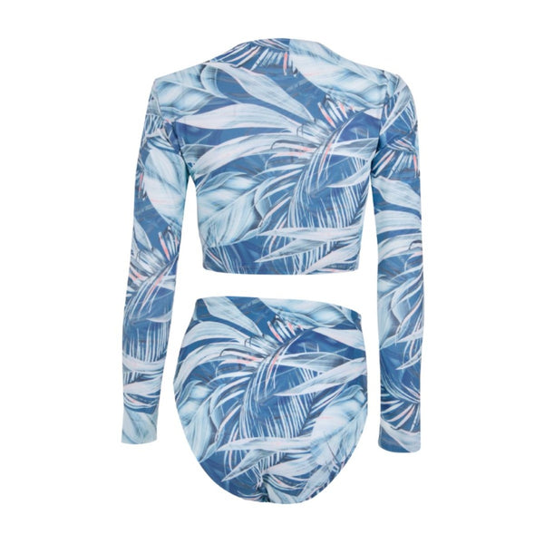 Bown Of London Silver Botanical Long Sleeve Cropped Rash Vest Size *