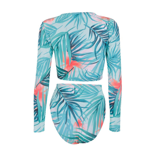 Bown Of London Turquoise Sunrise 2-piece Swimsuit Turquoise Sunrise Long Sleeve Cropped Rash Vest (Size) *