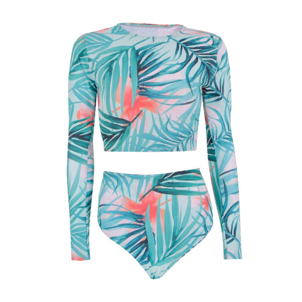 bown of london Turquoise Sunrise 2-piece Swimsuit Turquoise Sunrise Long Sleeve Cropped Rash Vest (Size) *