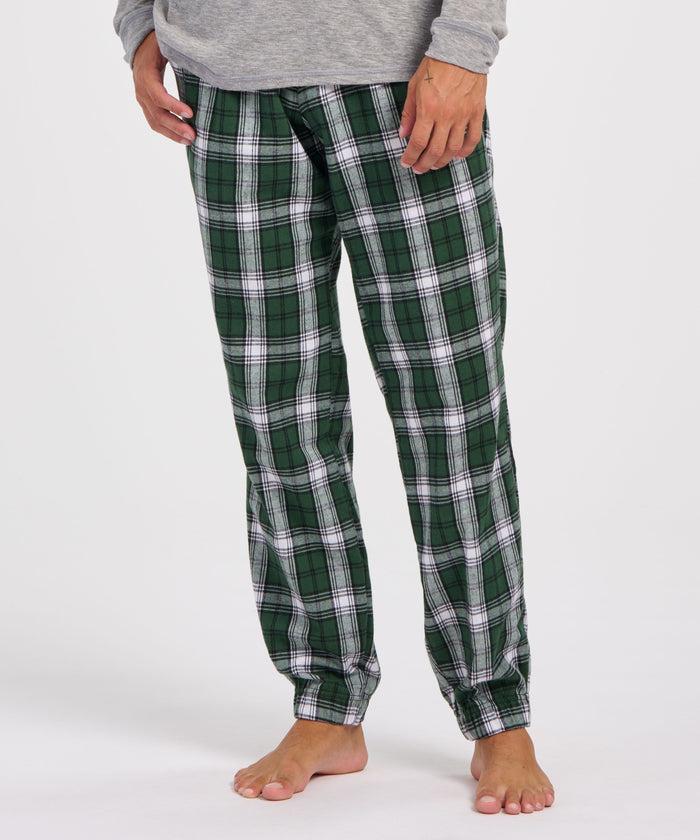 boxercraft Men's Flannel Jogger Green/White Plaid