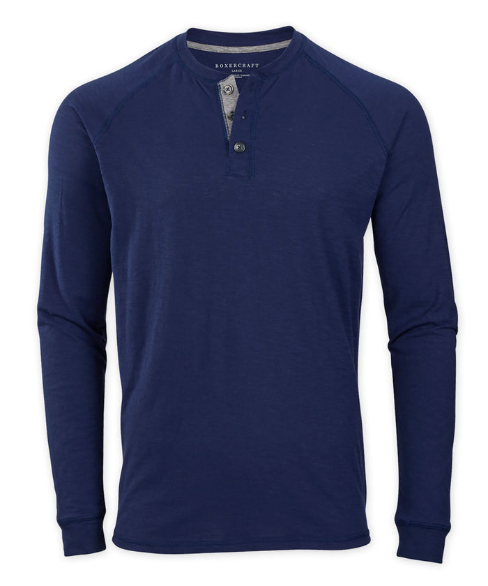 Boxercraft Men's Henley Long-Sleeve Tee Navy