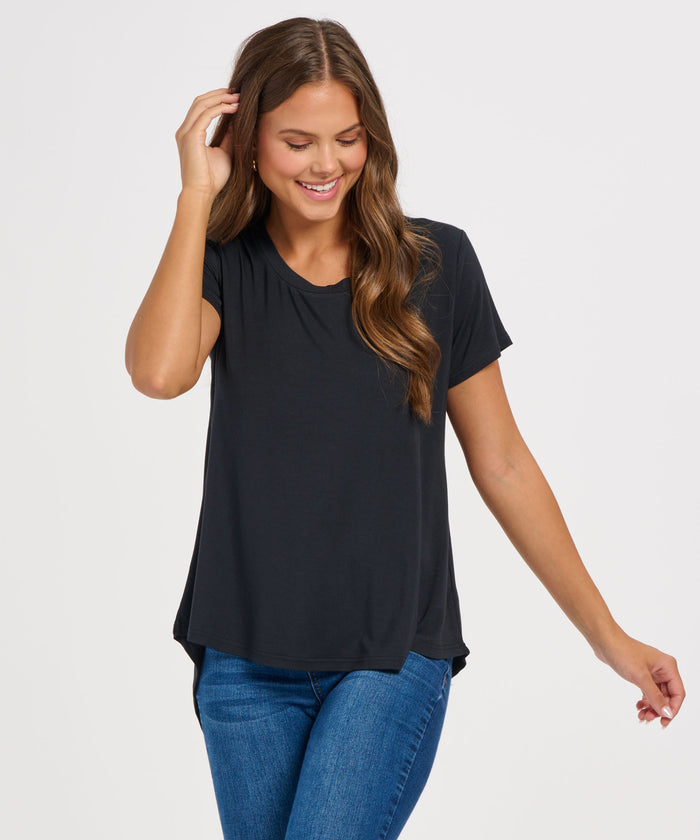 boxercraft Women's Bamboo Scoop Neck Tee Black