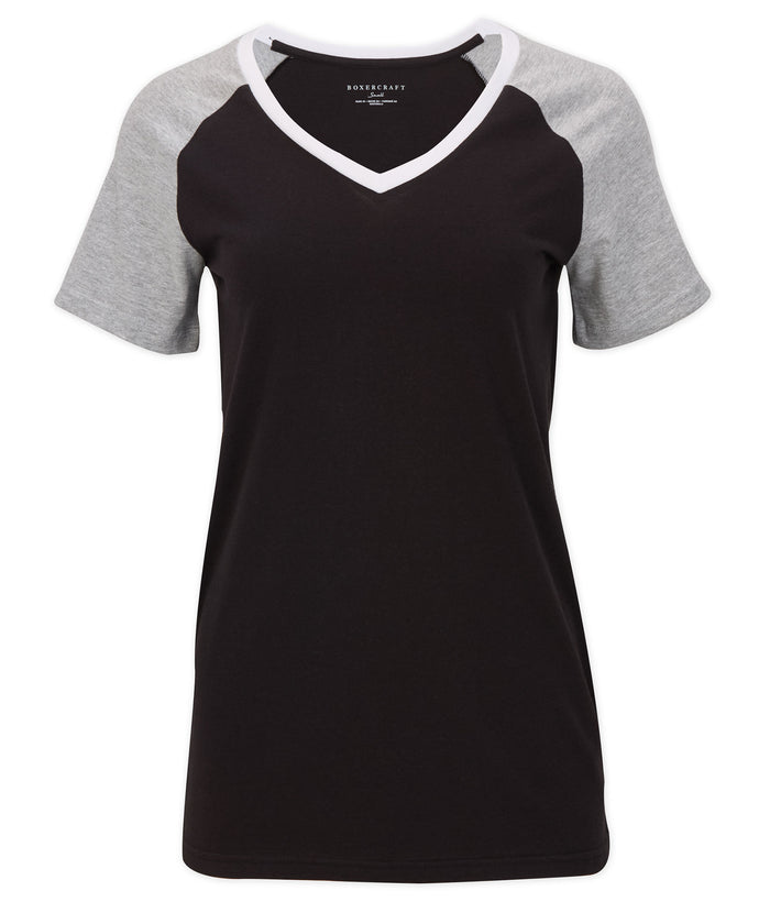 Boxercraft Women's Colorblock V-Neck Tee Black