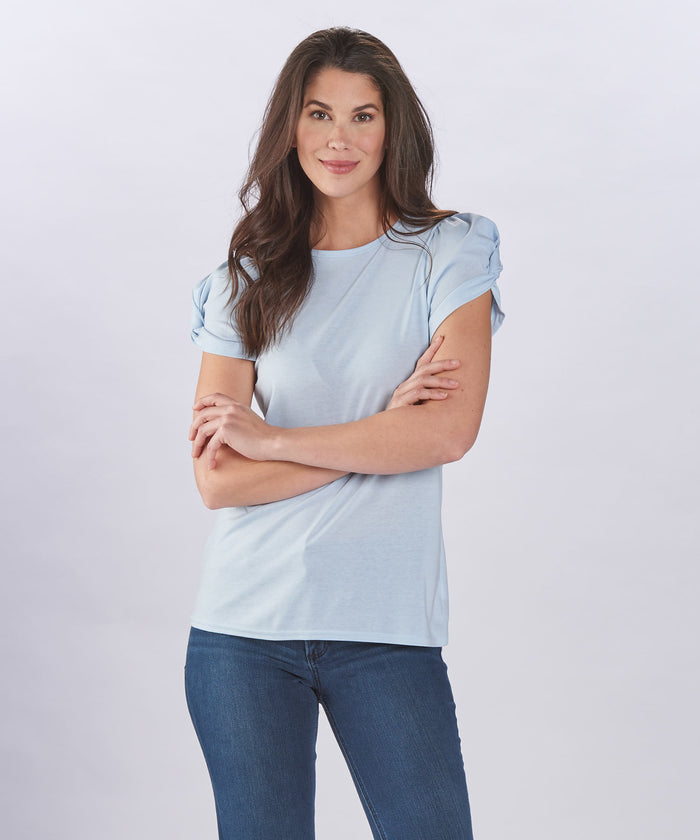 boxercraft Women's Puff Sleeve Tee Sky Blue