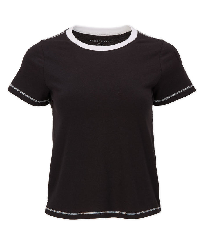 Boxercraft Women's Contrast Stitch Baby Tee Black/White