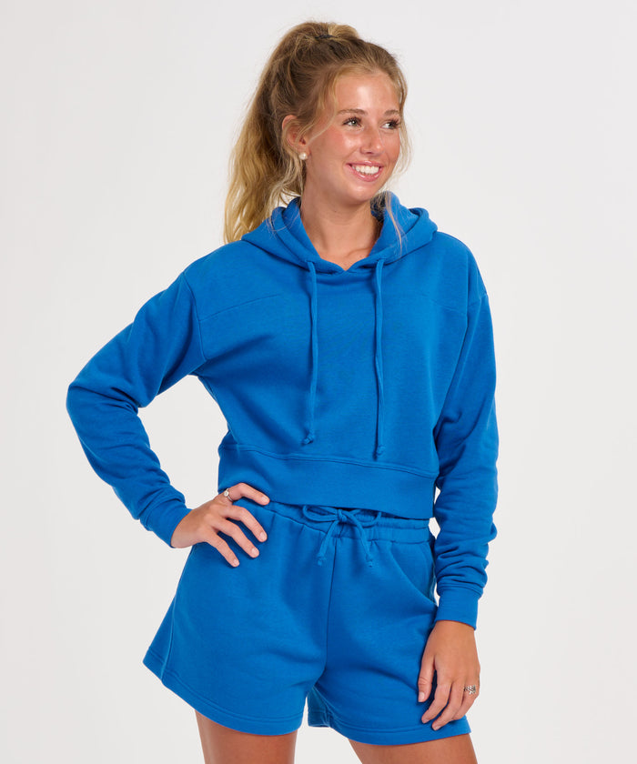 boxercraft Women's Cropped Fleece Hoodie True Royal