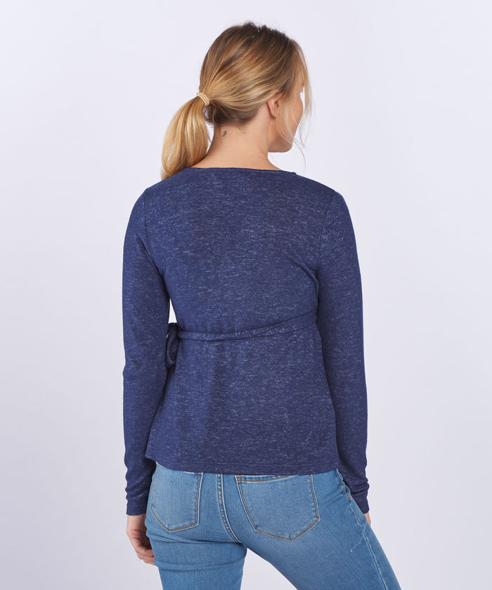 Boxercraft Women's Cuddle Soft Wrap Top Navy Heather
