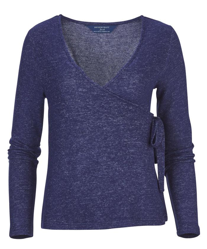 Boxercraft Women's Cuddle Soft Wrap Top Navy Heather