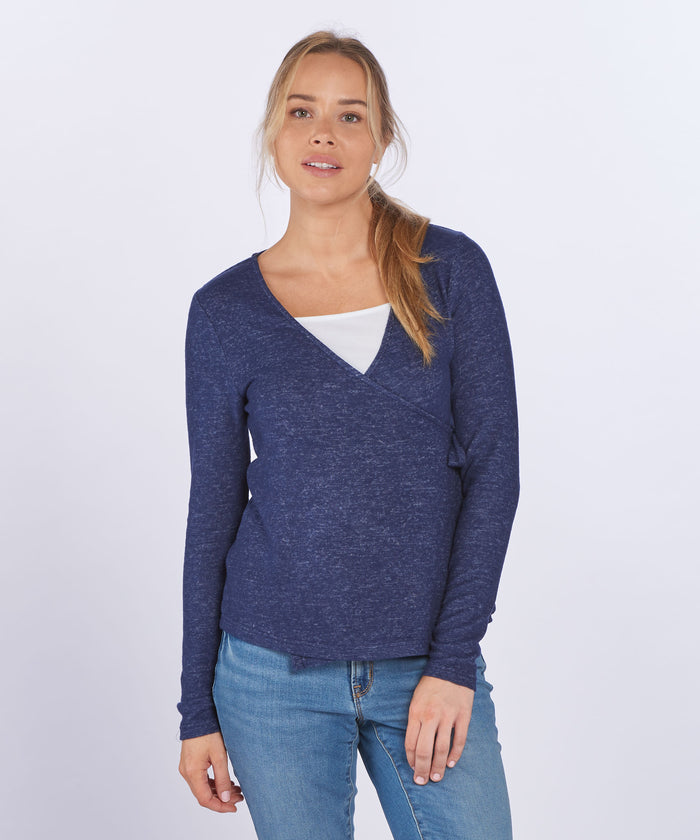 boxercraft Women's Cuddle Soft Wrap Top Navy Heather