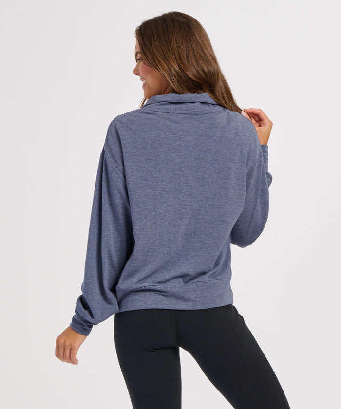 Boxercraft Women's Dream Fleece Quarter-Zip Pullover Indigo Heather