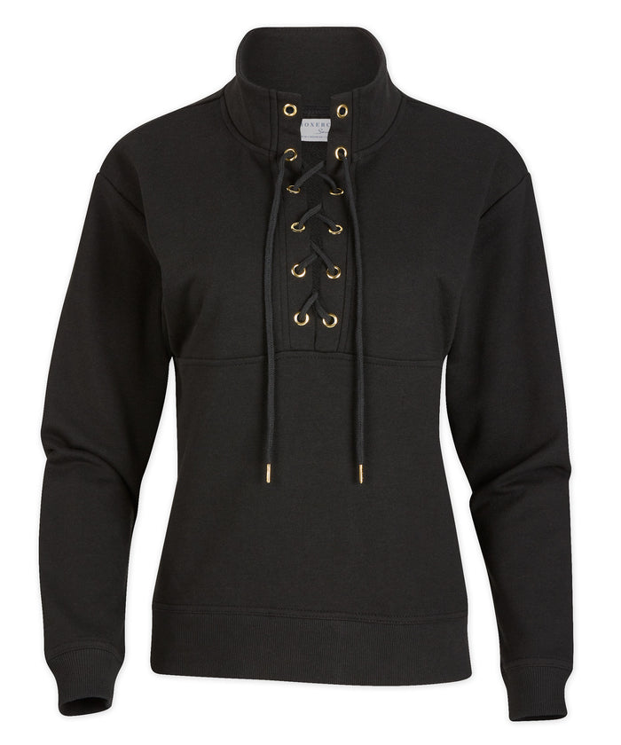 Boxercraft Women's Long Sleeve Lace Up Pullover Black