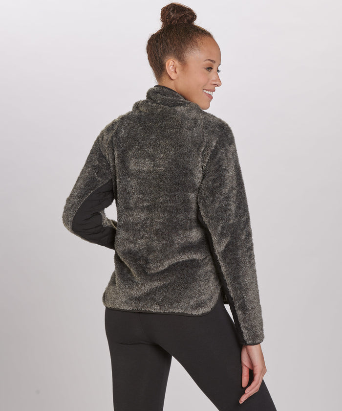 Boxercraft Women's Quilted Fuzzy Fleece Pullover Black Pepper/Black