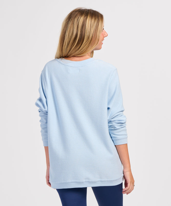 boxercraft Women's Rally Corduroy Crew Carolina Blue