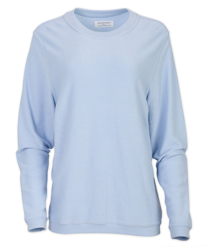 boxercraft Women's Rally Corduroy Crew Carolina Blue