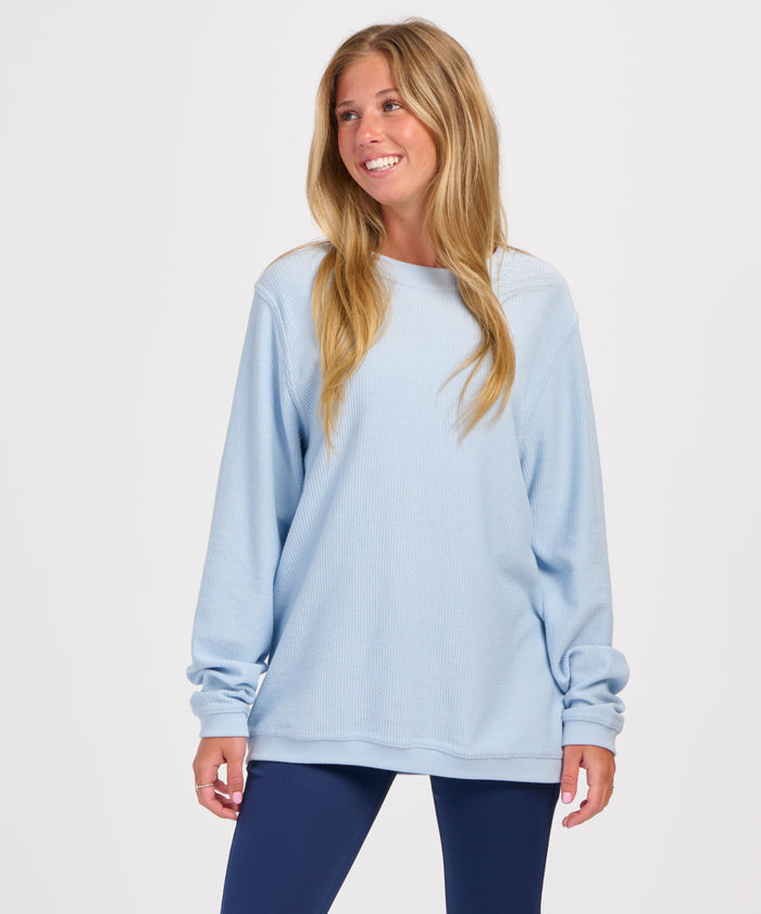 boxercraft Women's Rally Corduroy Crew Carolina Blue