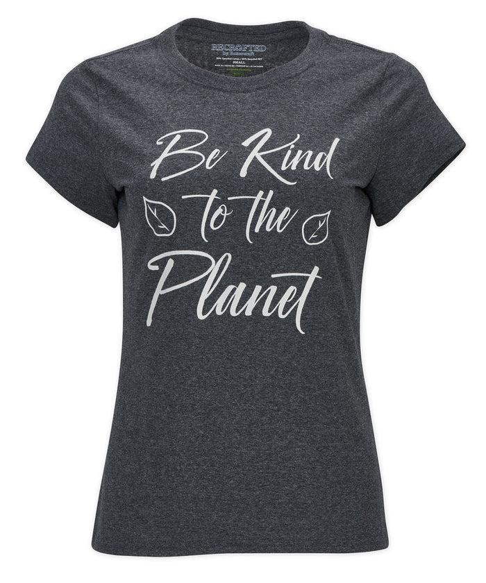 boxercraft Women's Recrafted 100% Sustainable Be Kind To The Planet Tee Black Heather