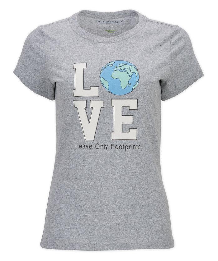 boxercraft Women's Recrafted 100% Sustainable Love Earth Tee Aluminum