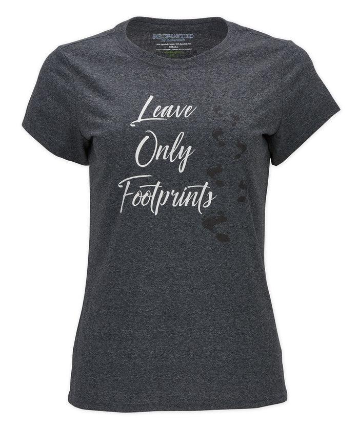 boxercraft Women's Recrafted 100% Sustainable Only Footprints Tee Black Heather