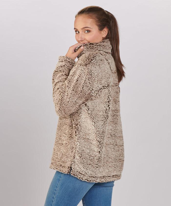 Boxercraft Women's Sherpa Quarter-Zip Pullover Frosty Chocolate