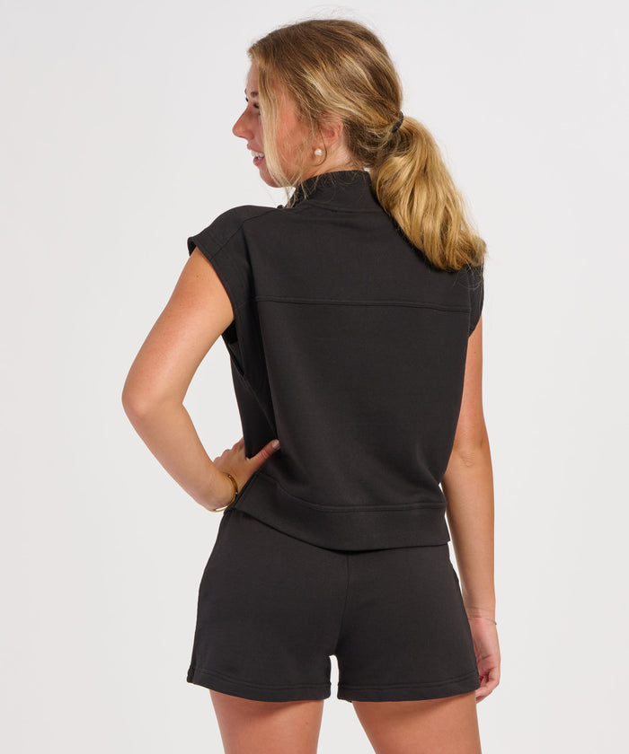 Boxercraft Women's Sleeveless Terry Half-Zip Charcoal Heather