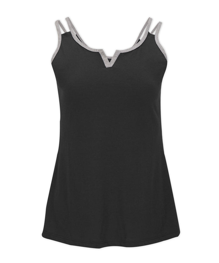 Boxercraft Women's Split Shoulder Tank Black/Oxford Heather