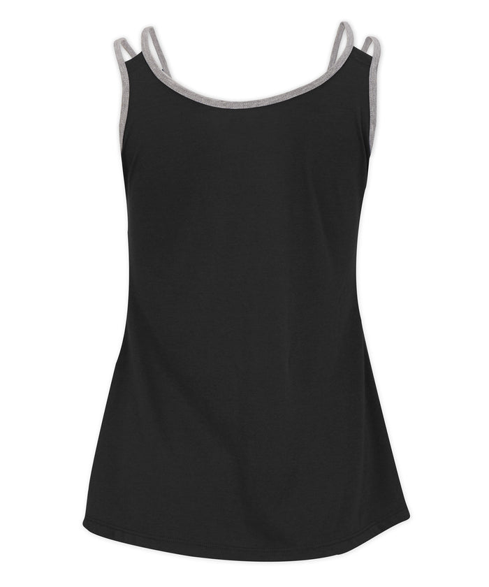 Boxercraft Women's Split Shoulder Tank Black/Oxford Heather