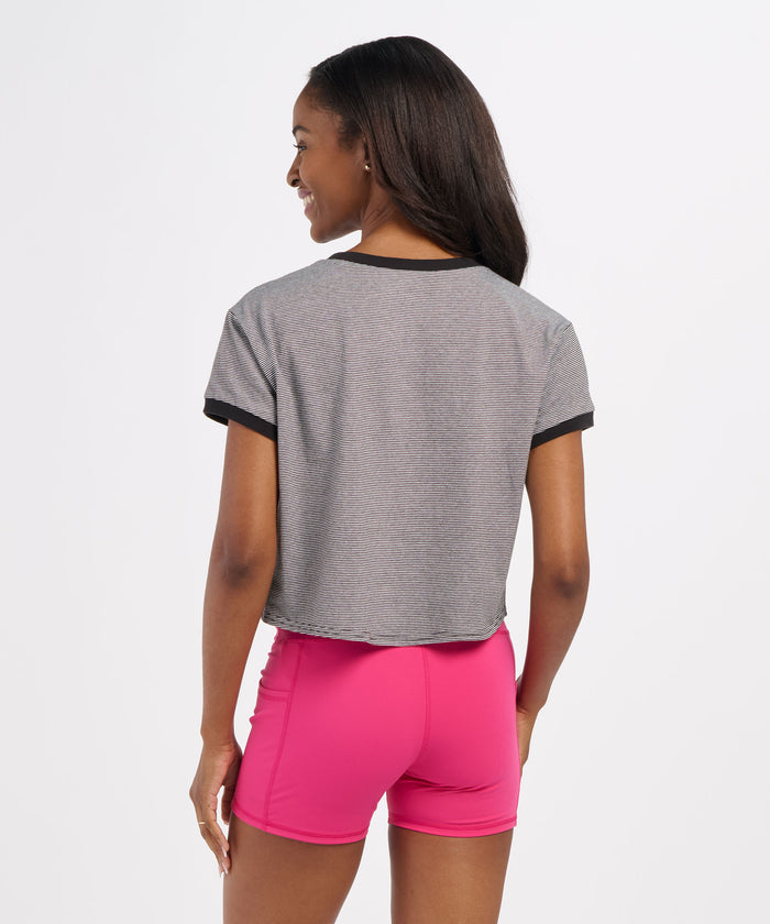 Boxercraft Women's Striped Tie Front Tee Black/White