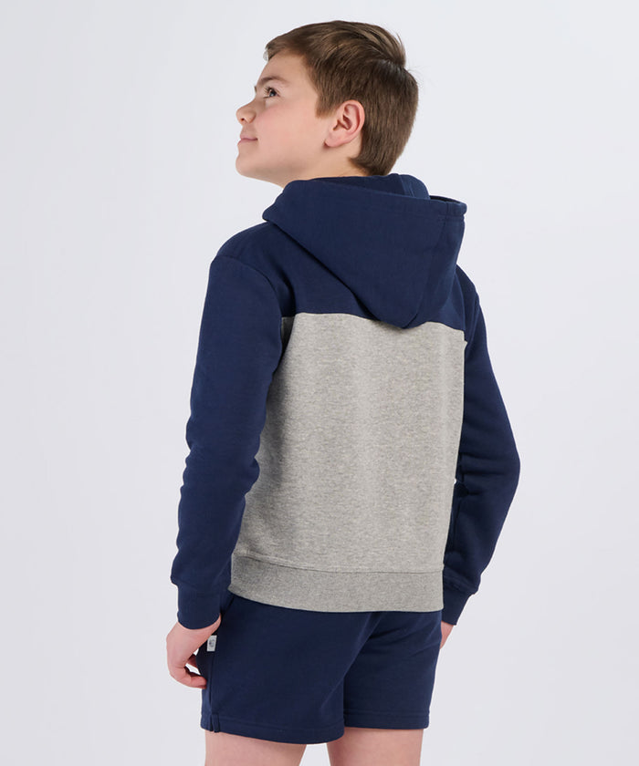 Boxercraft Youth Colorblocked Hoodie Navy/Oxford Heather