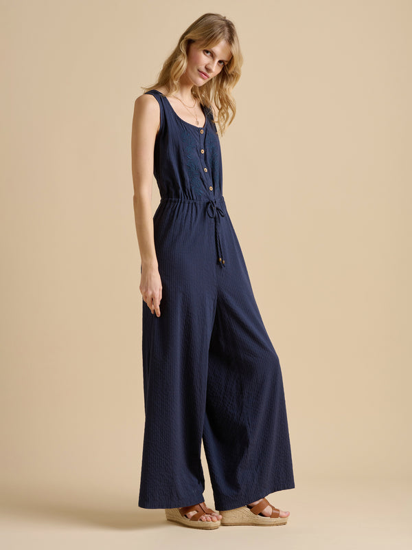 brakeburn Embroidery Drawstring Tie Jumpsuit