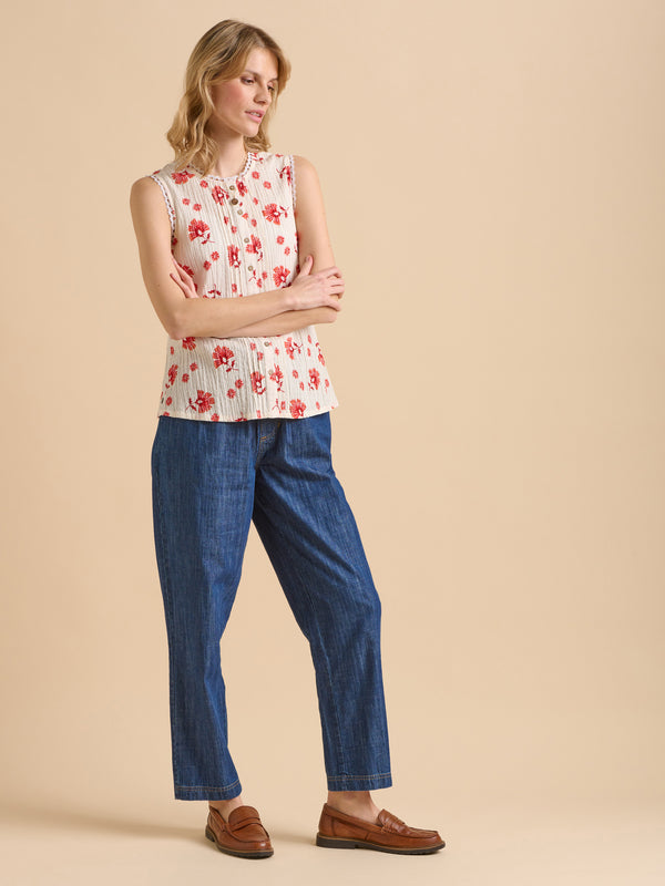 Brakeburn Fan Floral Sleeveless Blouse