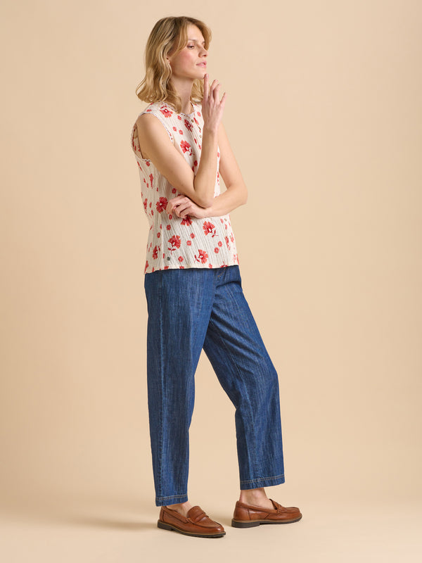 Brakeburn Fan Floral Sleeveless Blouse