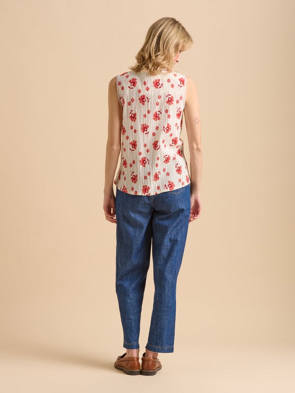 Brakeburn Fan Floral Sleeveless Blouse