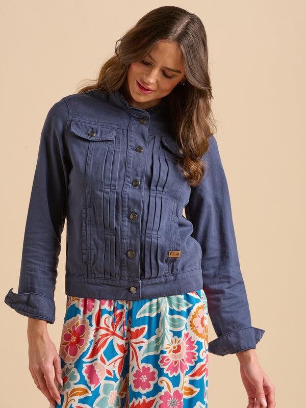 brakeburn Navy Ruffle Neck Jacket