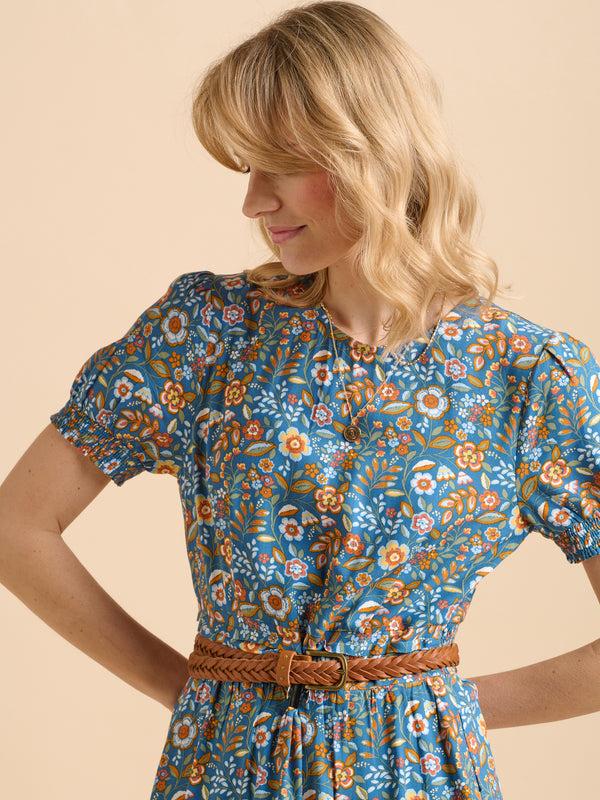 Brakeburn Navy Secret Garden Midi Dress