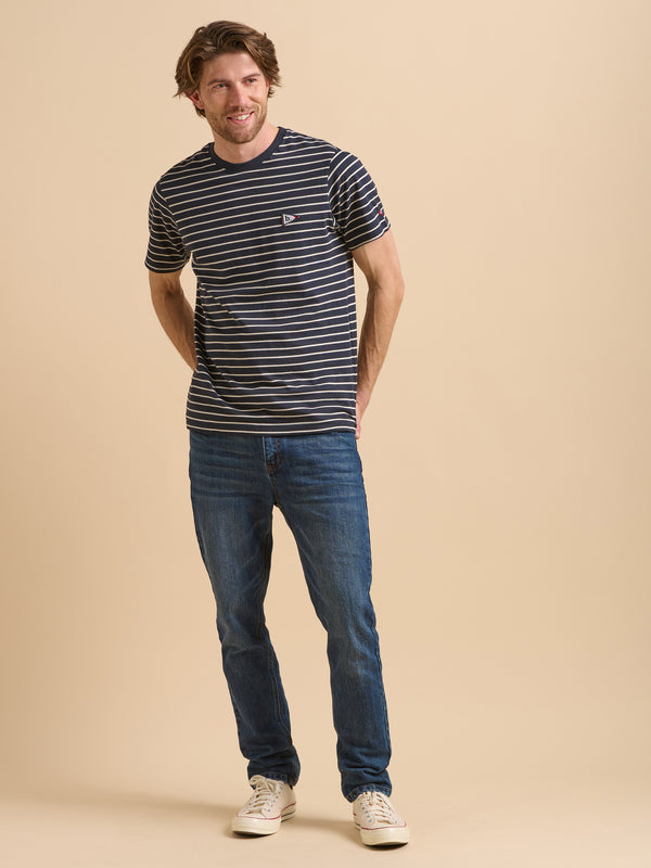 brakeburn Navy Stripe Flag Tee